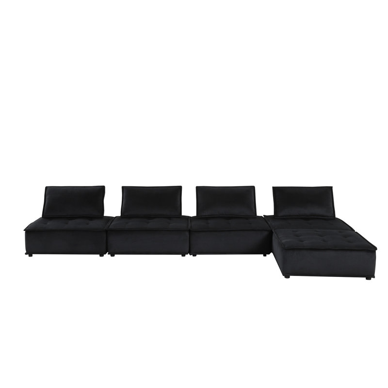 Black Velvet Sectional And Coil Springs