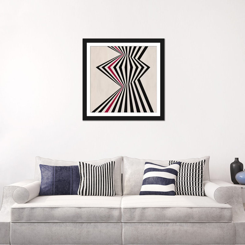 Albree Modern Fragment, impression sur toile, H 24 po x l 24 po x P 1 po, Papier avec cadre noir, Blanc