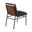 Ensemble de 2 chaises de salle à manger rembourrées en tissu noir avec pieds en fer noir-443681065