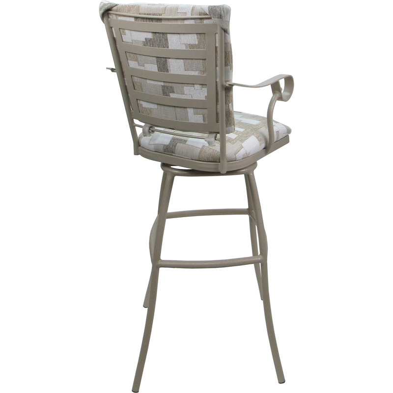 Tabouret d'extérieur d'extérieur très haut 34 po - Dossier rembourré avec accoudoirs, Crème, crème, Beige