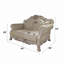 Causeuse 63,7 po Dresden avec 3 coussins, similicuir et finition blanc os