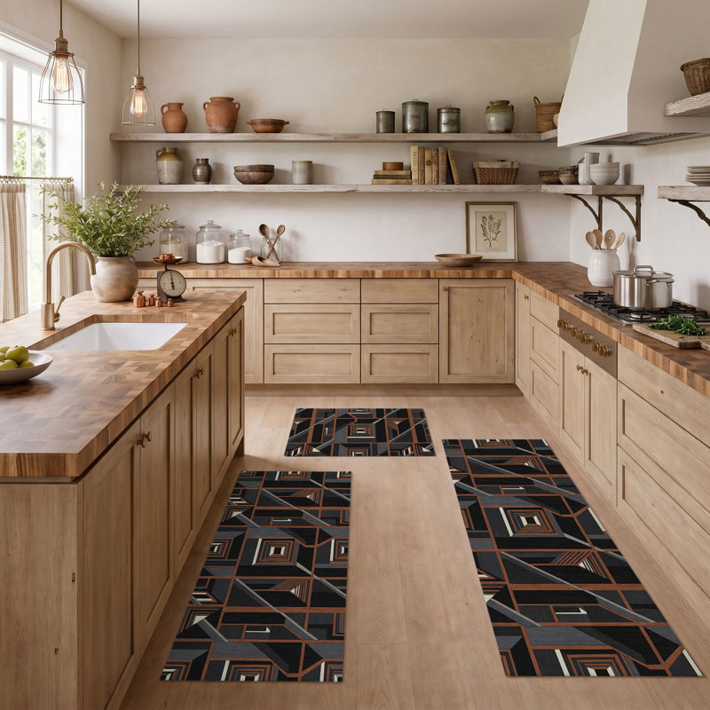 Geometric Abstract Non-Slip Washable Kitchen Mats