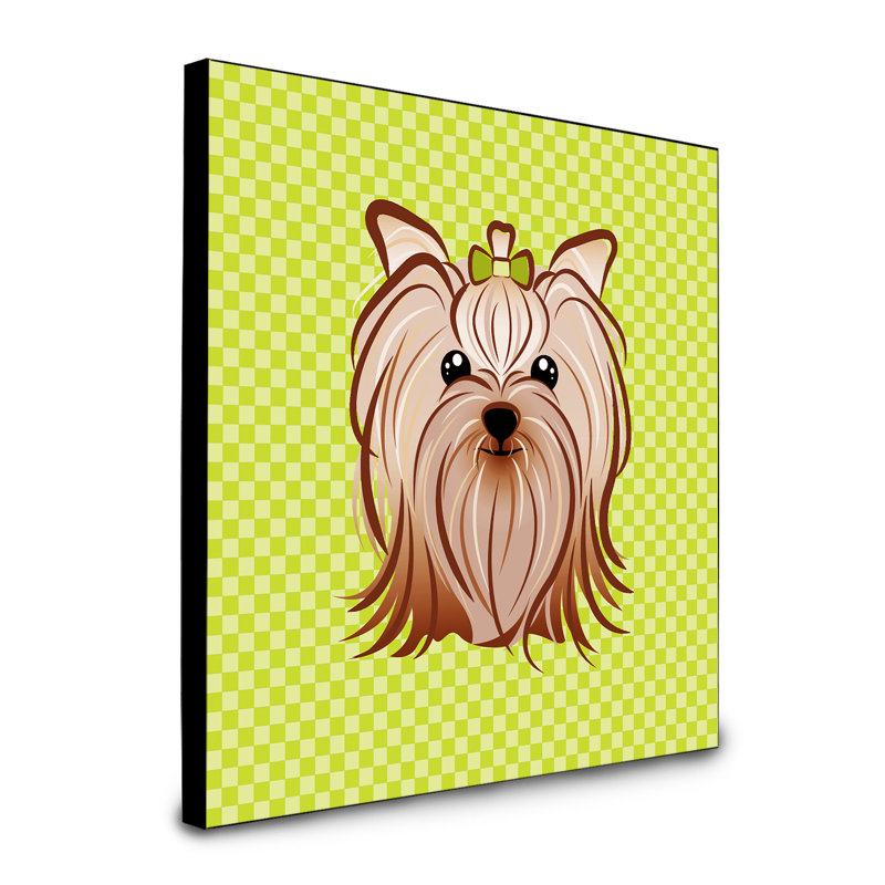 Panneau mural d’art Dungorbery, Vert, Yorkshire Terrier Yorkie