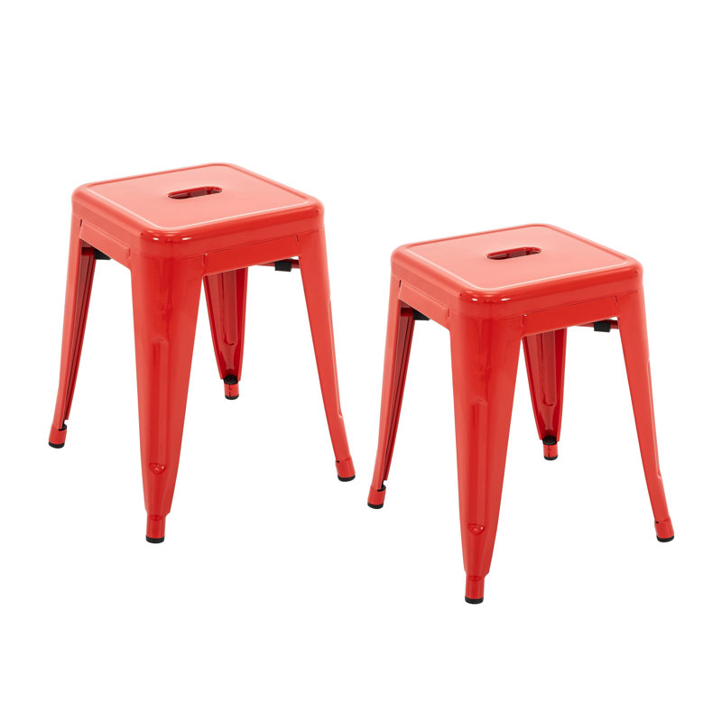 Tabourets de comptoir en métal 18 pouces, tabourets de classe empilables, chaises de salle à manger en métal sans dossier pour l'intérieur et l'extérieur, tabourets de bar de cuisine (ensemble de 2)