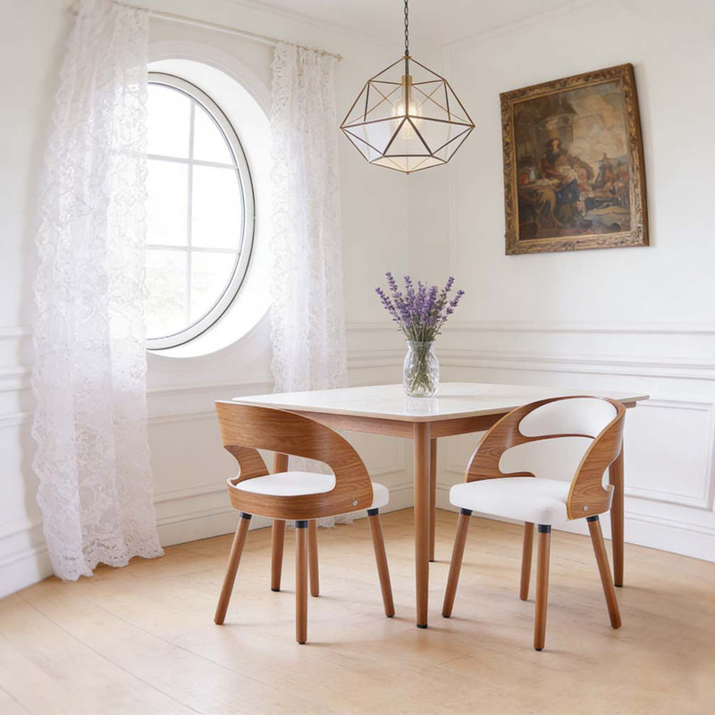 Ensemble de chaises de salle à manger en bois, Beige
