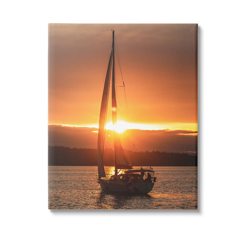 Voilier au coucher du soleil, art mural par Lil 'Rue, H 48 po x l 36 po