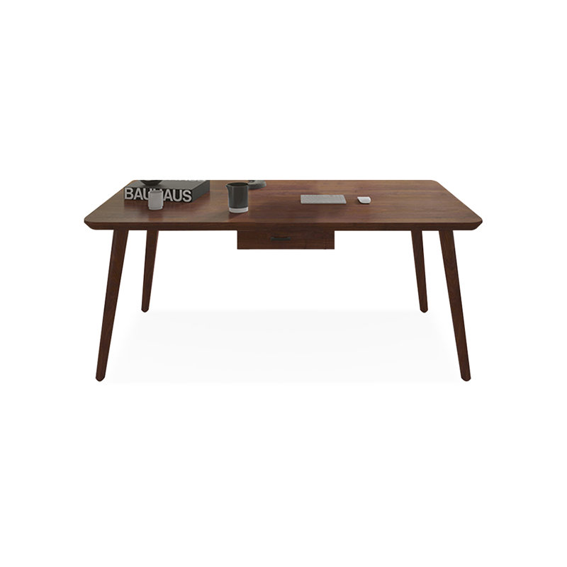 Bureau rectangulaire en bois massif brun noisette, H 29,53 po x l 55,12 po x P 27,56 po