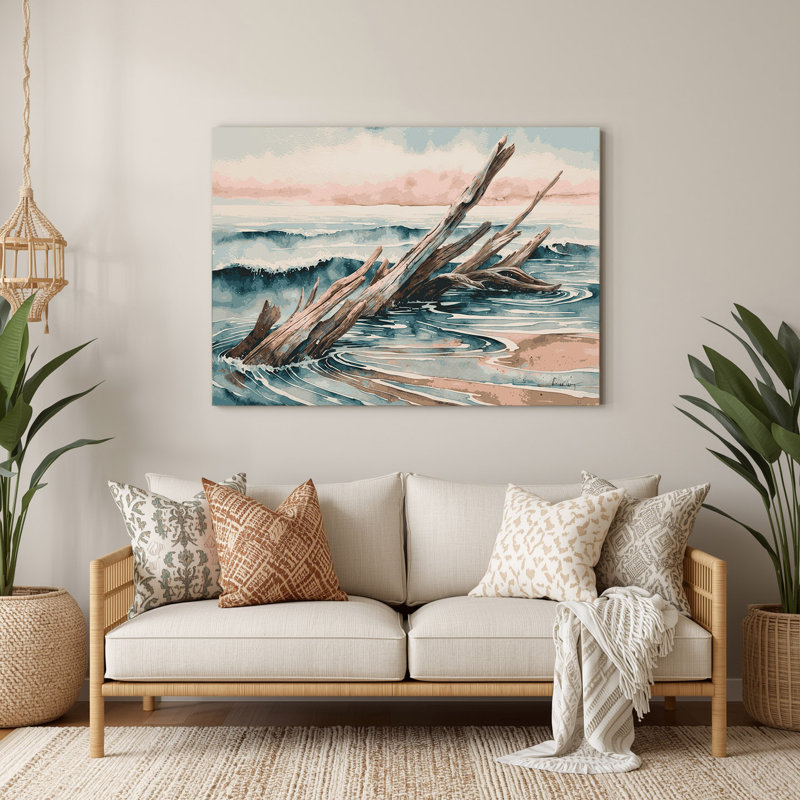 Art mural gris en métal Coastal Beach, H 144 po x l 216 po x P 0,05 po