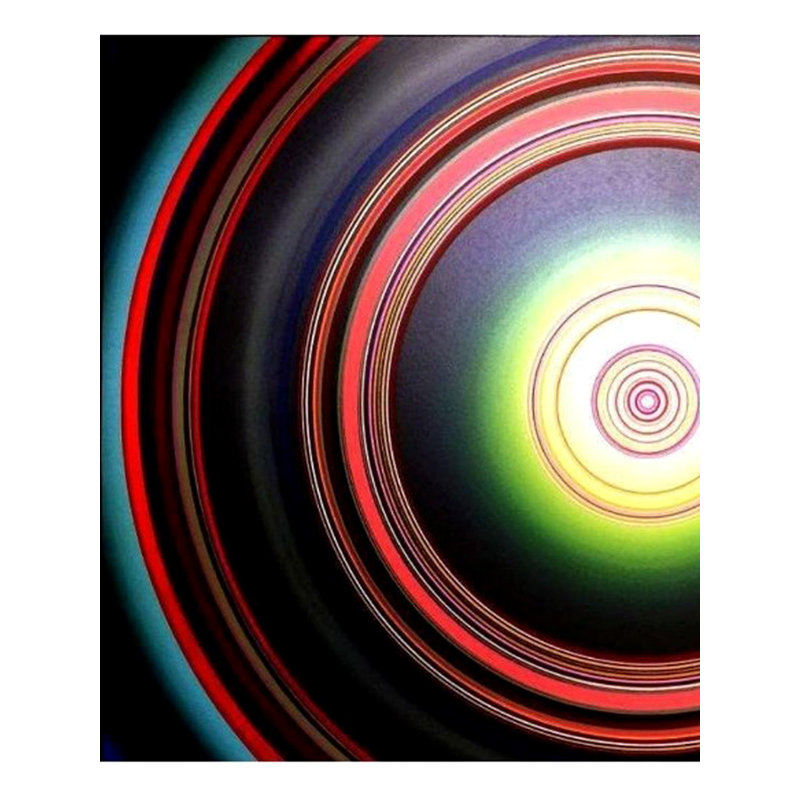 Cercle coloré pour la méditation, peinture acrylique par Ghanshyam Gupta - 48 po x 68 po, peinture abstraite abstraite sur toile
