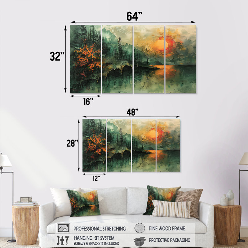 Charron - ensemble d'art sur toile paysage abstrait, H 32 po x l 64 po