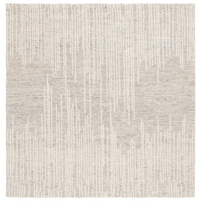 Valeshia Abstract Hand Tufted Wool/Cotton Abstract Rug in Gray/Light Gray/Ivory