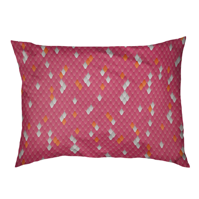 Coussin de lit pour chien à échelles serpent Byrge, Grand (l 50 po x P 40 po x H 7 po), Rose / Orange, Molleton corail