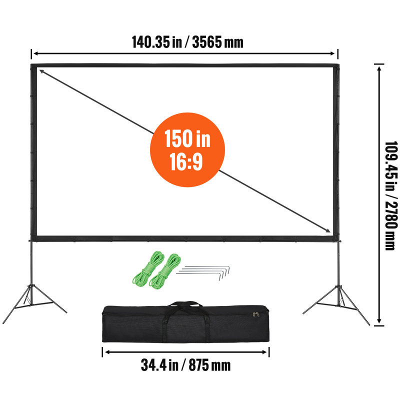 Écran de projection à cadre fixe 74,77 po x 136,22 po