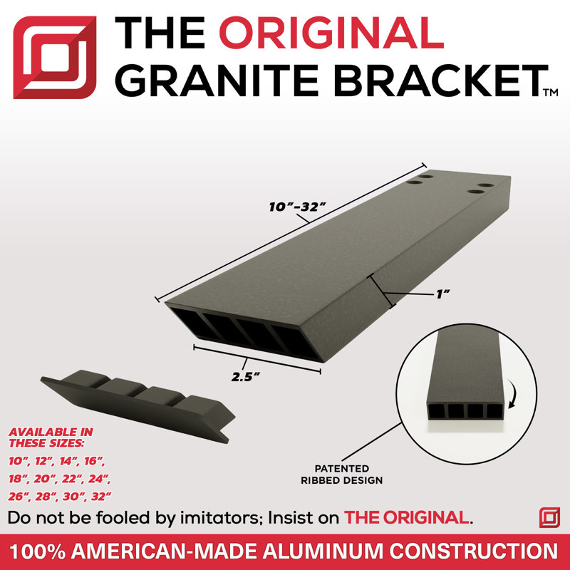 20in. x 2.5in. x 1in. The Original Knee Wall Countertop Support Bracket Industrial, 1" H x 2.5" W x 20" D