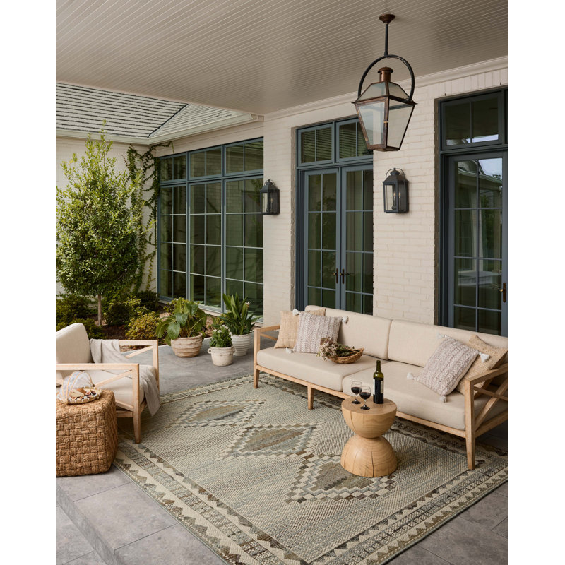 Loloi Saylor Ivory / Granite Indoor/Outdoor Area Rug, Rectangle 7'6" x 10'