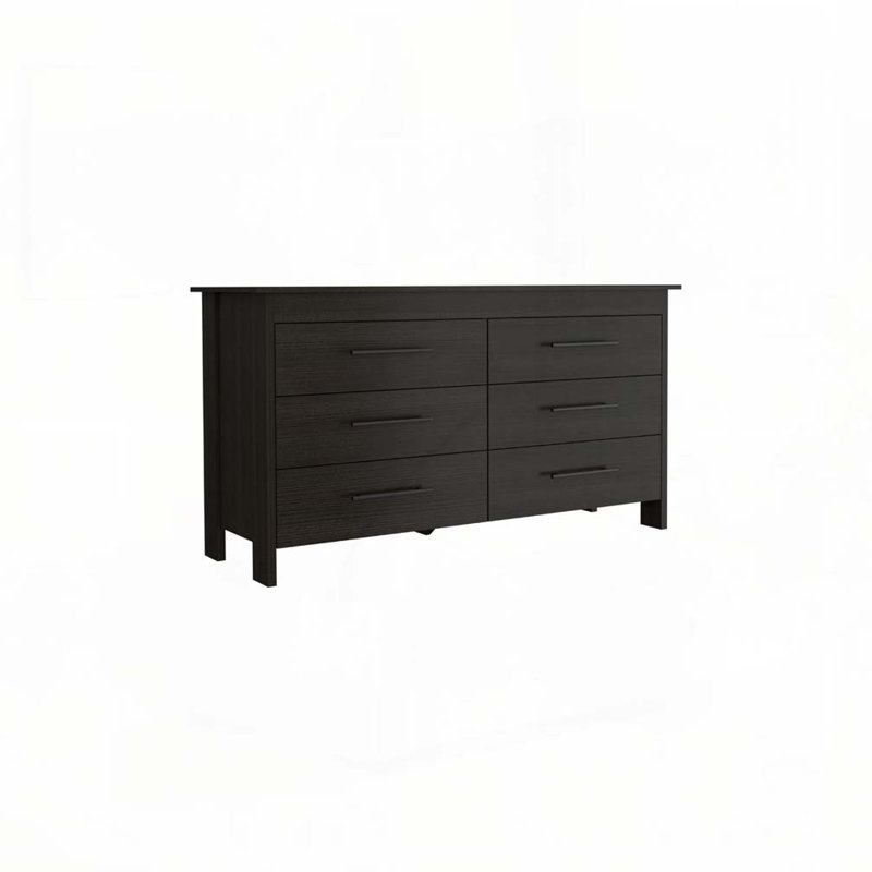 Commode double 6 tiroirs Hms, quatre pieds, plateau supérieur - blanc, Noir