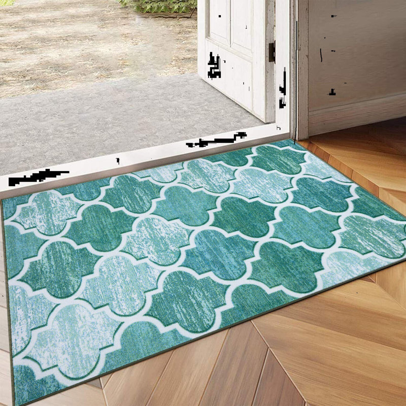 Adonna Non-Slip Indoor Doormat, 50cm W  x 80cm L, Aqua