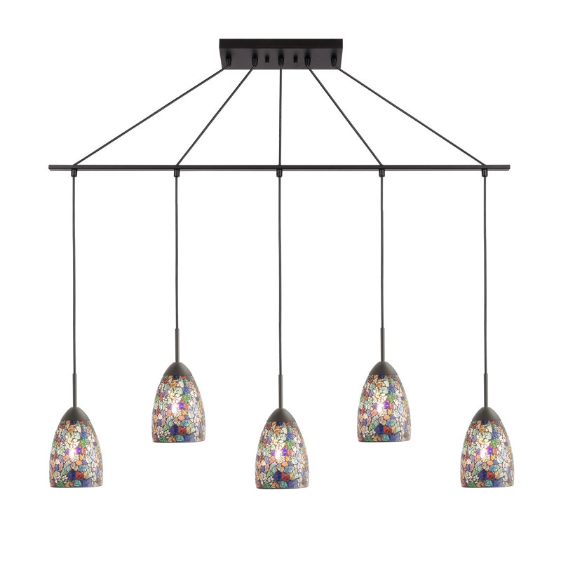 Murphy 5 - Light Kitchen Island Pendant, Mosaic Purple, Bronze