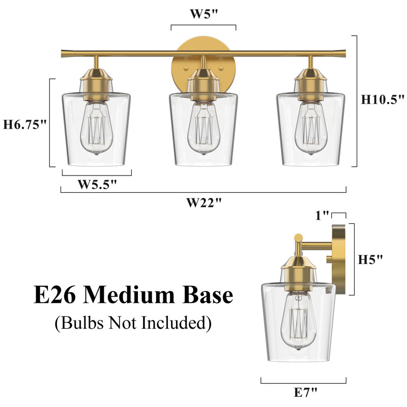 Éclairage pour salle de bain 4 lumières à intensité variable Atish, Laiton antique, Trois lumières