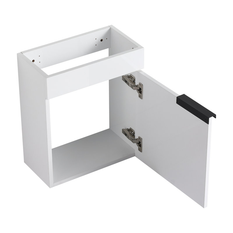 Meuble-lavabo moderne blanc brillant avec portes à fermeture douce, conception compacte