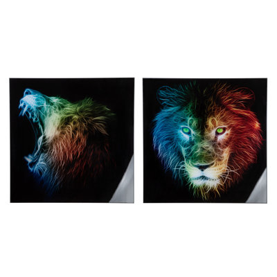 Colorful Lion - 2 Piece No Frame Print on Plastic / Acrylic