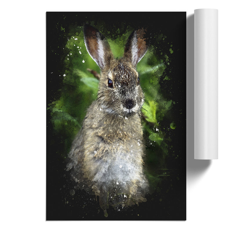 Brown Rabbit Paint Splash - Frameless Print, 59cm H x 42cm W x 0.1cm D