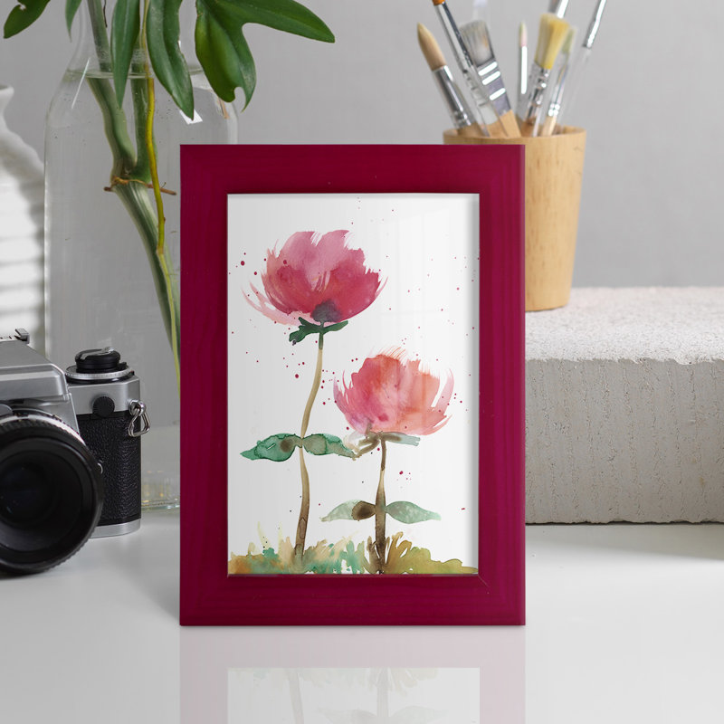 «Pink Fleurs I», impression sur papier, Rouge, H 6 po x l 4 po x P 1 po