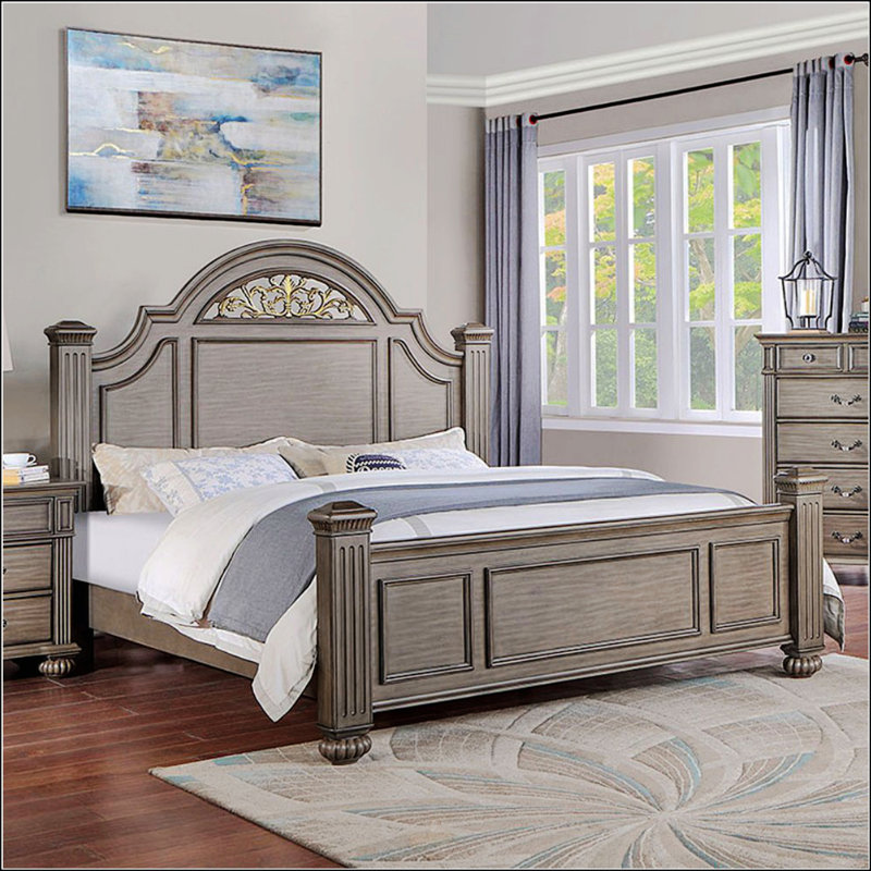California King Size Panel Bed, California King, Gray