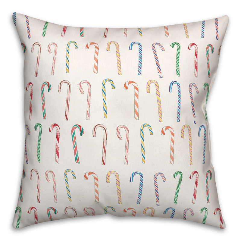 Candy Cane Pattern Throw Pillow, 16" x 16"