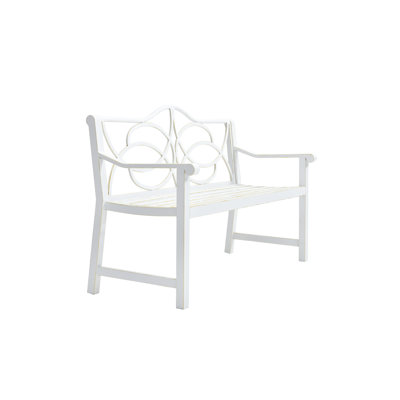 White Metal Outdoor Yard Bench - With And Armrest, Rust-, For , Yard, Porch, Balcony, Fits 2 3 People Balcony & Armrest Included, Rustproof, Protected Accommodates
