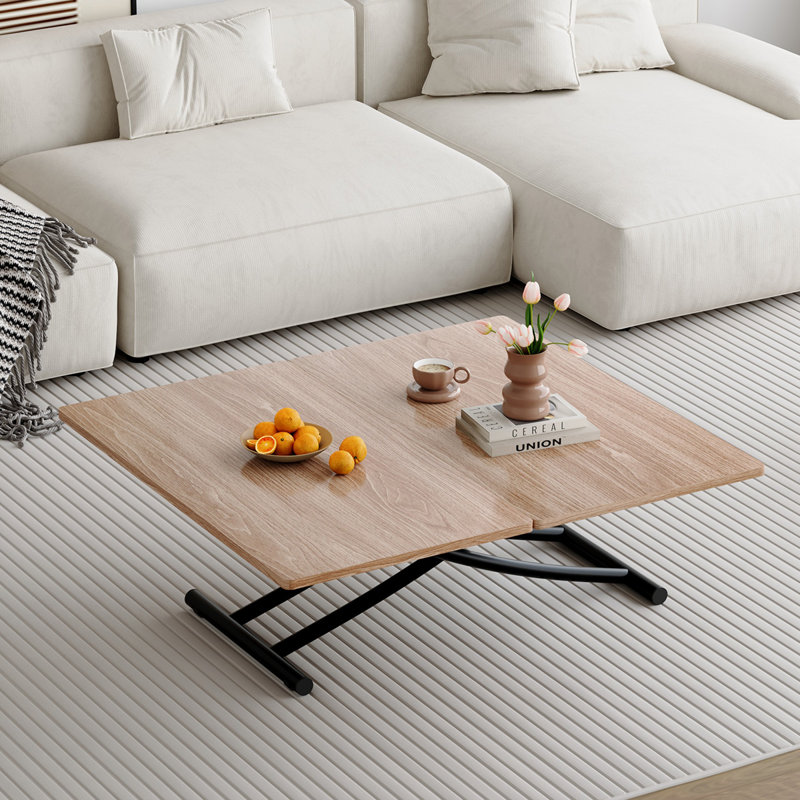  Space-Saving Dining Table for 4 with Adjustable Height & Foldable Top – Modern Expandable Kitchen Table with Metal Base, Multifunctional for Small Spaces