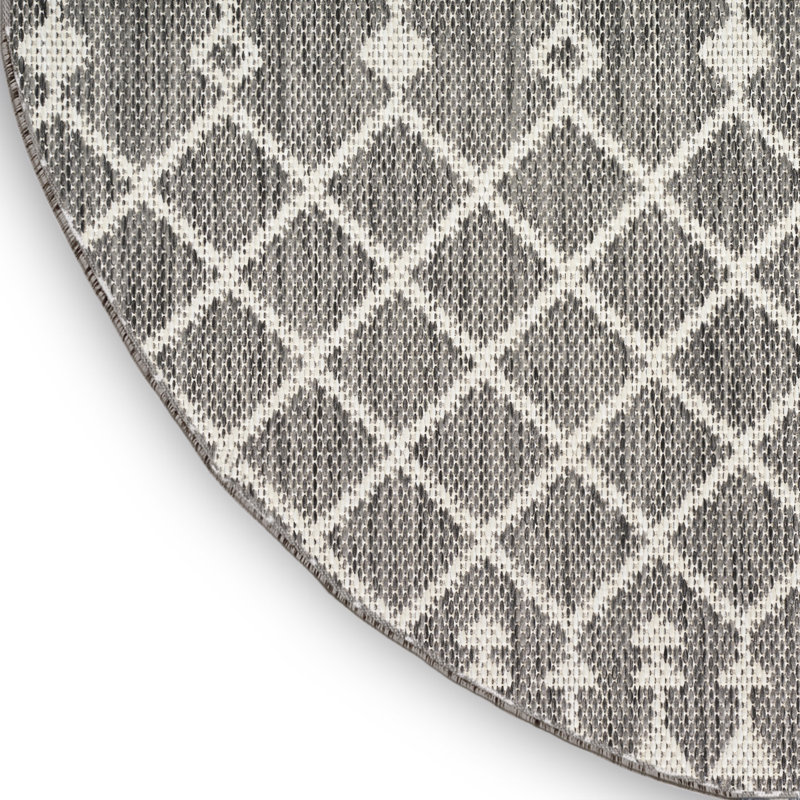  Positano 5' x Round Charcoal Modern Rug, Charcoal, Round 5'