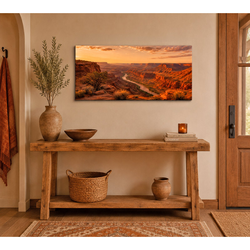 Canyon River Overview - art mural sur toile tendue, "Southwestern Canyon River", H 24 po x l 48 po x P 1,5 po