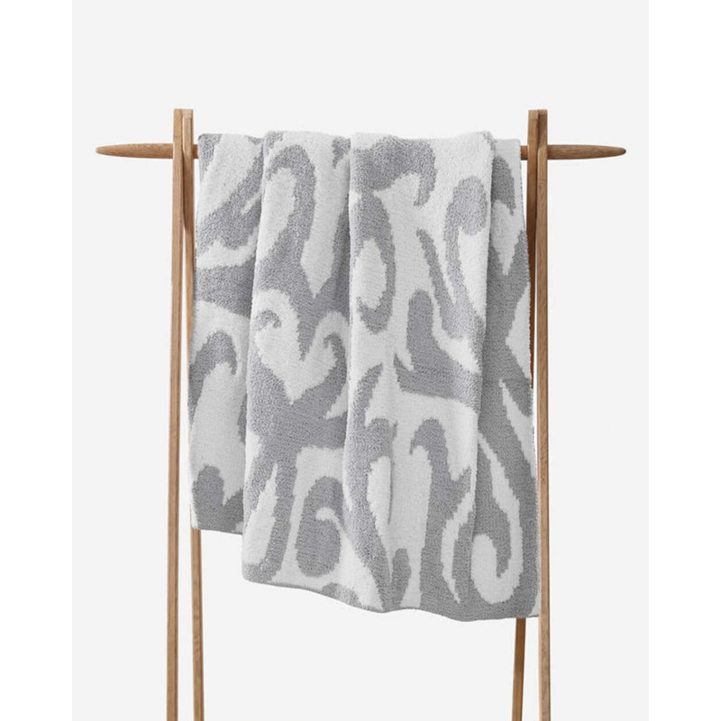 Casablanca Throw Blanket, Cloud Gray/Off White Abstract