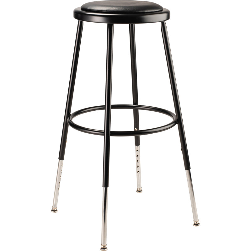 Adjustable Height Ergonomic Lab Stool, Black, 25" H - 32" H