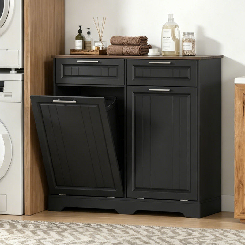 Armoire à poubelle à bascule de 20 gallons avec fonction désodorisante, 20 gallons, Noir