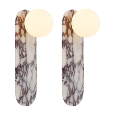 Set of 2 Natural Marble Wall Sconces, G9 Bedside Wall Light, Modern Indoor Lamp