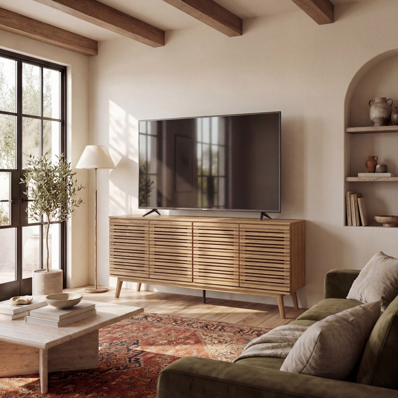 Daima Unfinished TV Stand for TVs up to 78", Oak