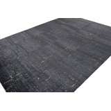 Wool Area Rug in Black, Blue, White