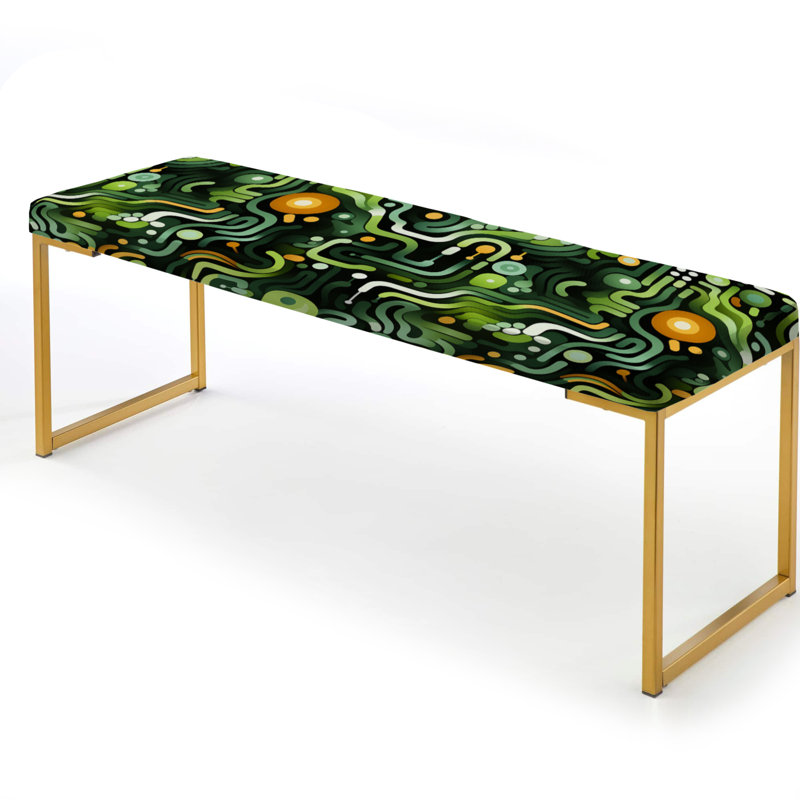 Banc géométrique vert et jaune à motif géométrique en mosaïque organique