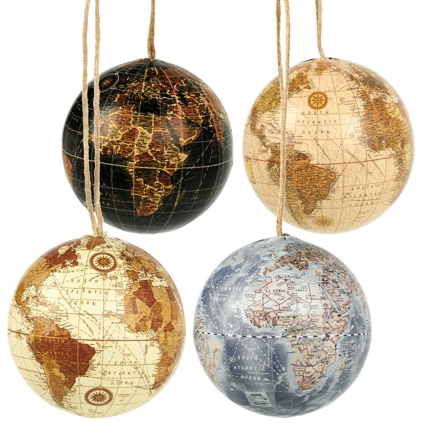 world globe christmas baubles