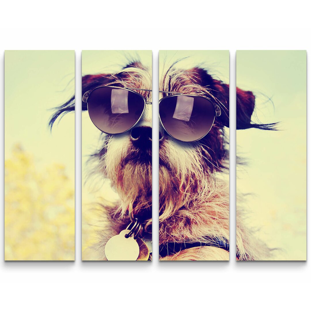 4-tlg. Leinwandbilder-Set Chihuahua mit Sonnenbrille