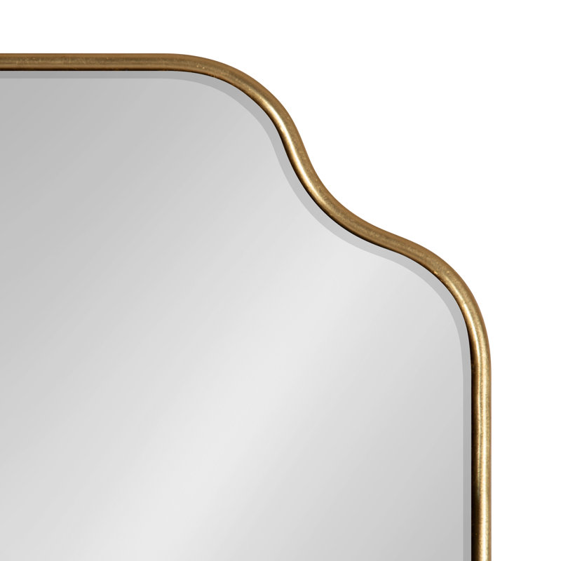Aransa Scalloped Rectangle Wall Mirror, 24" x 18", Gold