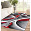 Tapis gris / ivoire / rouge à motif abstrait Cherine-23072334