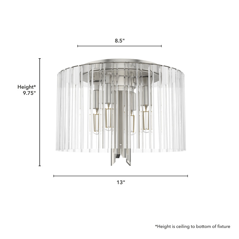 Gatz 4 Light Flush Mount Ceiling Light Fixture, Brushed Nickel