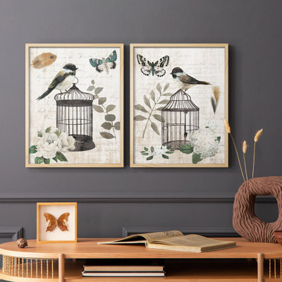«Vintage Menagerie I», reproduction encadrée de qualité supérieure - prête à être accrochée - aucun clou requis - aucun clou requis