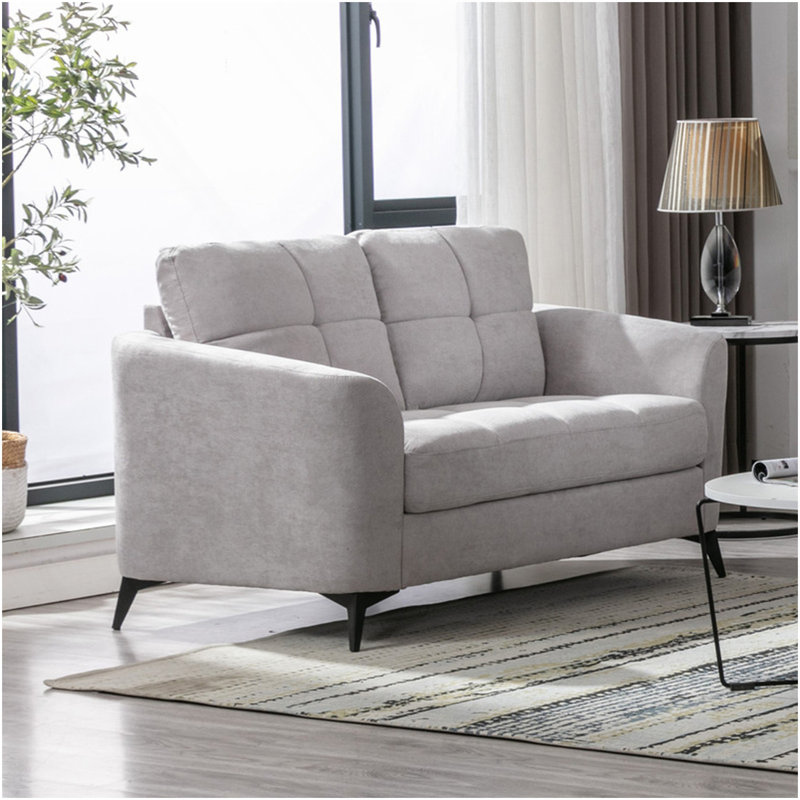 Carlotta 60"W Light Grey Woven Fabric Loveseat