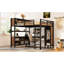 Style moderne, grand lit mezzanine en métal, bureau, rangement, garde-corps complet, lit robuste à assemblage facile avec garde-robe et convient aux pièces