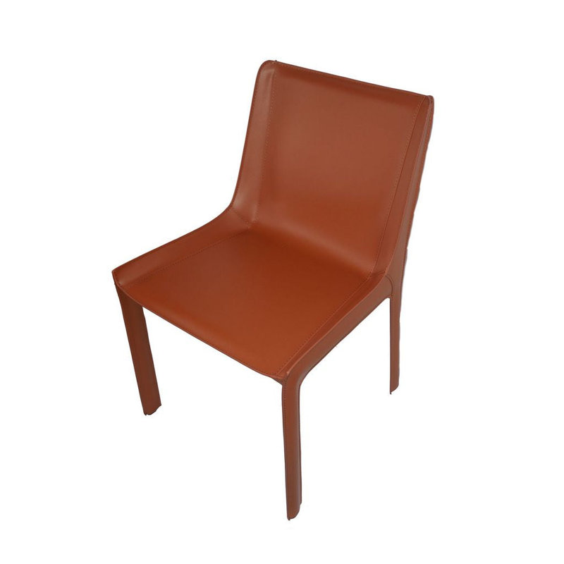 Chaise de salle à manger rembourrée en cuir de 18 po de hauteur (ensemble de deux) , Brun