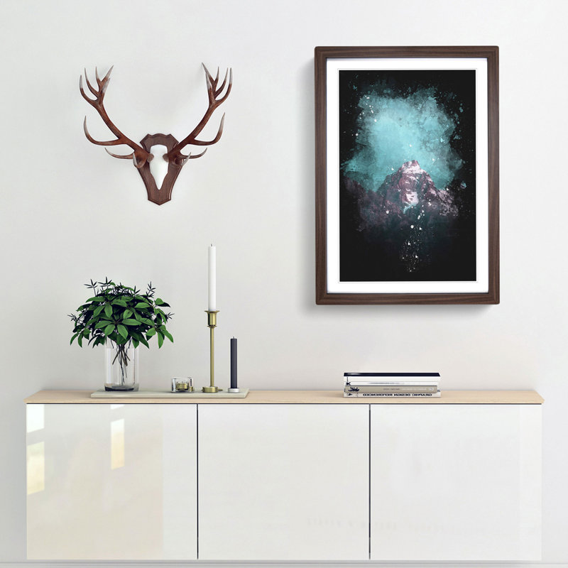 Mountain Peak in Wyoming - Picture Frame Graphic Art Print, 45cm H x 33cm W x 2cm D, Walnut Framed